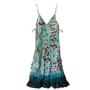 Vintage Derek Heart Butterfly Paisley Maxi Sundress SZ L Boho Vacation Festival